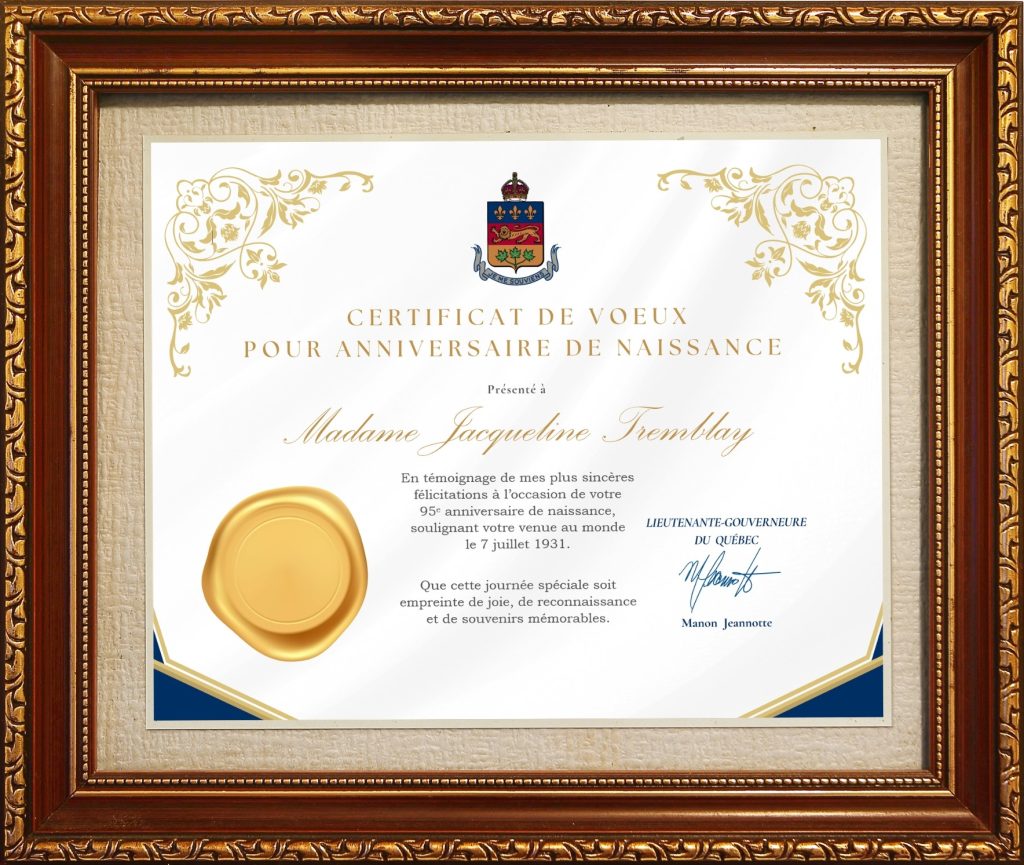 Certificat de voeux